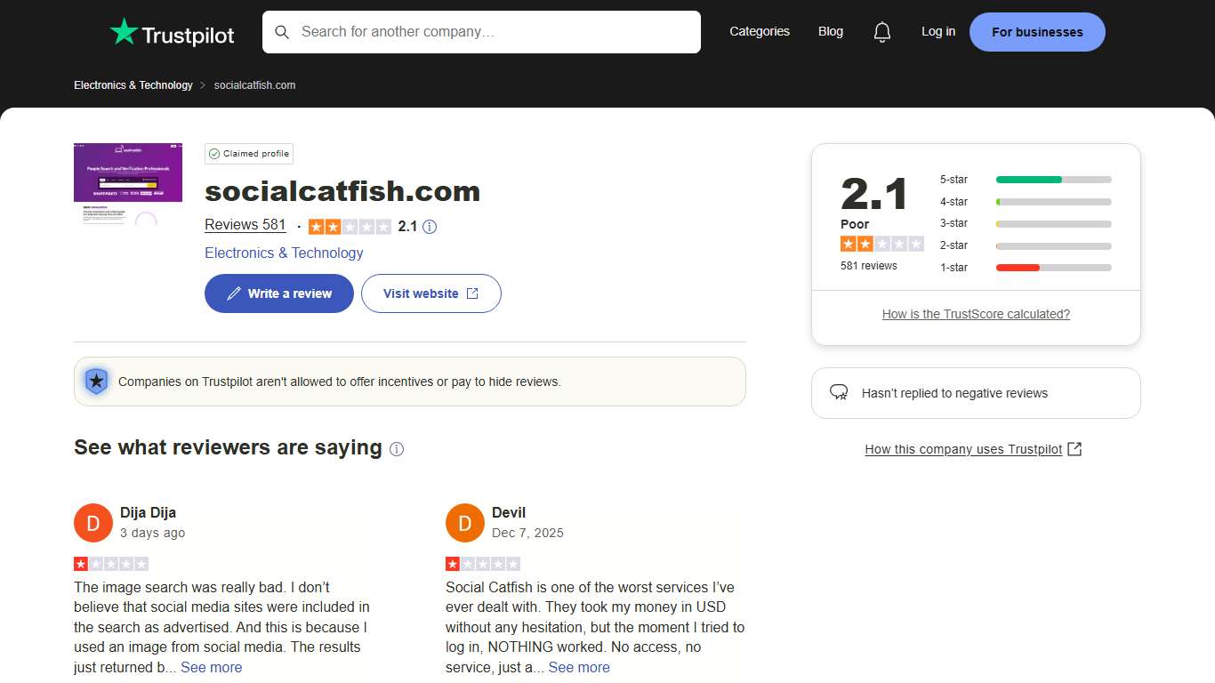 socialcatfish.com Reviews | Read Customer Service Reviews of socialcatfish.com | 10 of 29